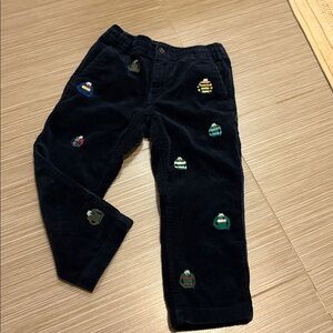 Polo by Ralph Lauren Navy Corduroy Kids Pants with Embroidered Accents